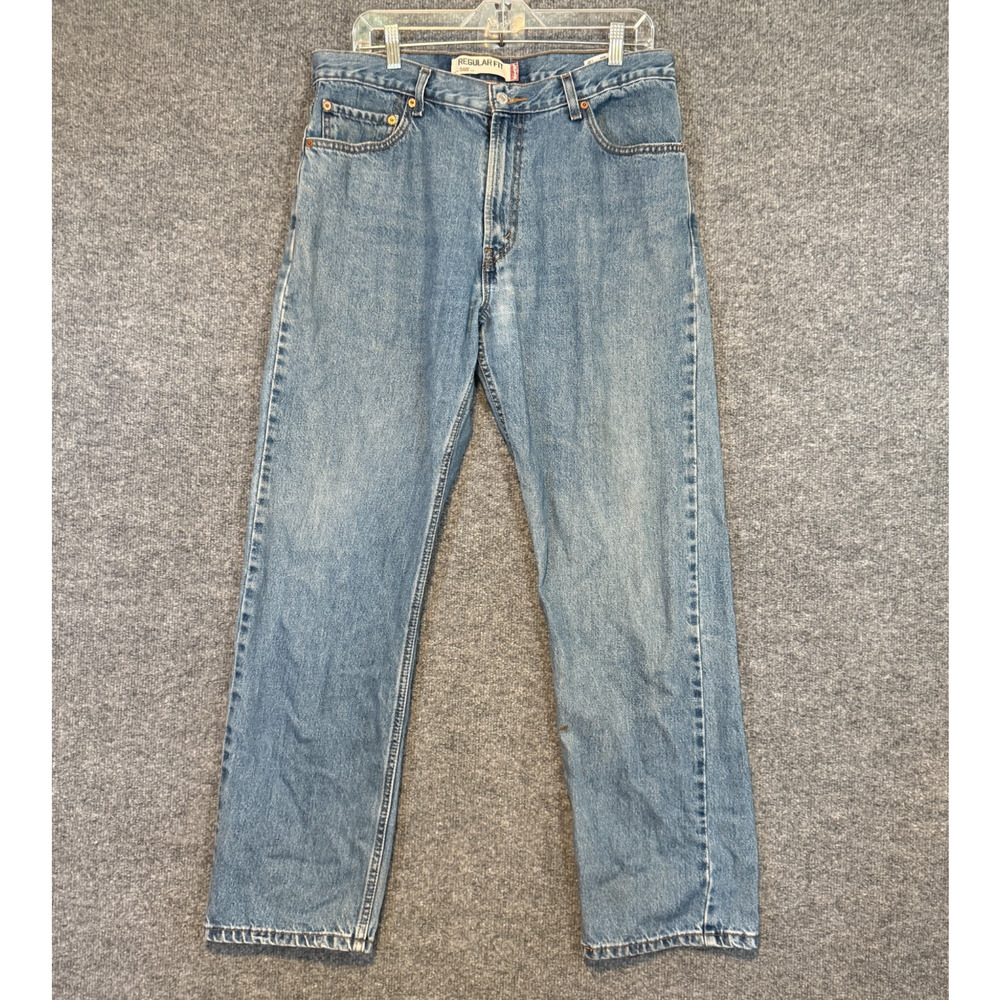 Levis 505‎ Jeans Mens 36x32 Blue Straight Leg Light Wash Casual USA